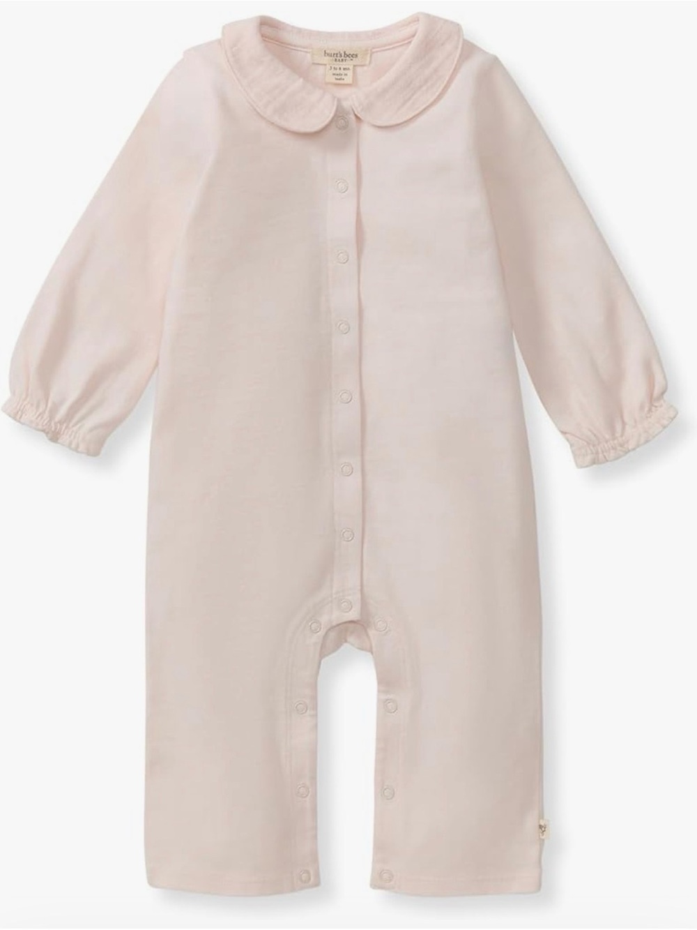 Burt's Bees Baby Light Pink Footed One-Piece with Peter Pan Collar